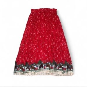 Rhythm blue large Red rodeo bull ride Patterned Women's crinkle Skirt paisley